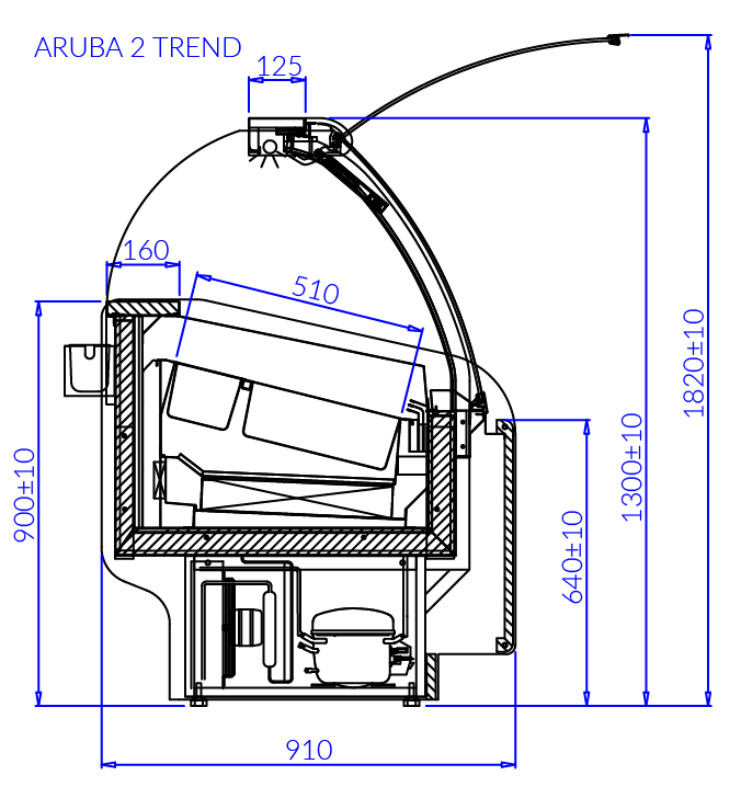 Rysunek techniczny Dystrybutor do lodów ARUBA 2 TREND